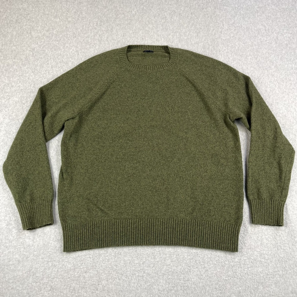 J.CREW Lambswool Blend Sweater Mens XL Olive Green Pullover Soft Preppy